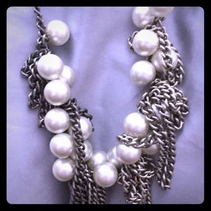Statement Silver Pearl Necklace